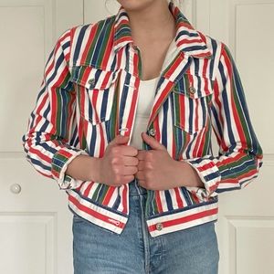 Striped Jean Jacket | Size L